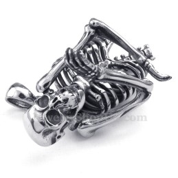 Halskette Mit Totenkopf-Anhänger Aus Titan (Kostenlose Kette)