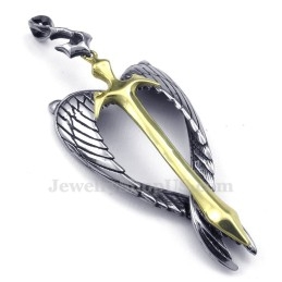 Halskette Mit Kreuzanhänger „Wings“ Aus Titan Und Gold (Kostenlose Kette)