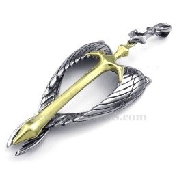 Halskette Mit Kreuzanhänger „Wings“ Aus Titan Und Gold (Kostenlose Kette)