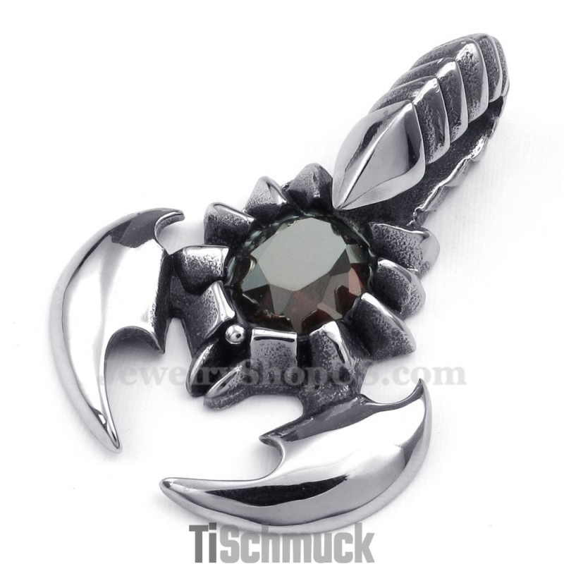Halskette Mit Skorpion-Anhänger Aus Titan Mit Rotem Zirkonia (Kostenlose Kette)