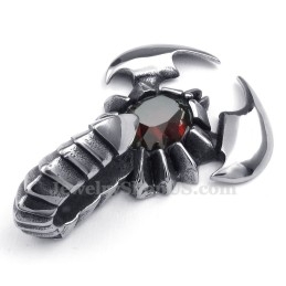 Halskette Mit Skorpion-Anhänger Aus Titan Mit Rotem Zirkonia (Kostenlose Kette)