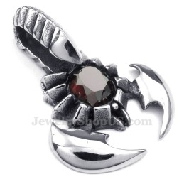 Halskette Mit Skorpion-Anhänger Aus Titan Mit Rotem Zirkonia (Kostenlose Kette)