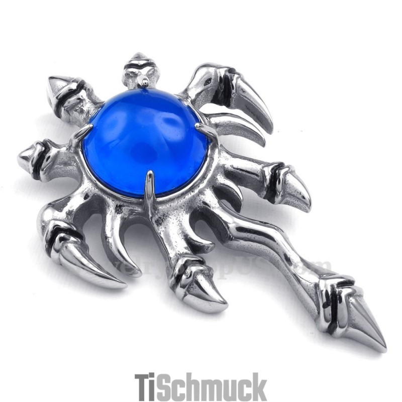 Halskette Mit Klauenanhänger Aus Titan Mit Blauem Zirkonia (Kostenlose Kette) Halskette Mit Klauenanhänger Aus Titan Mit Blauem Zirkonia (Kostenlose Kette)