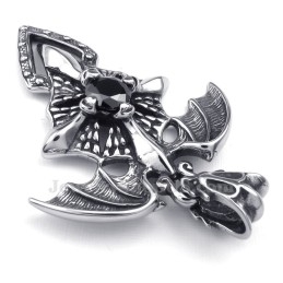 Halskette Mit Flugsaurier-Anhänger Aus Titan Mit Schwarzem Zirkon (Kostenlose Kette)
