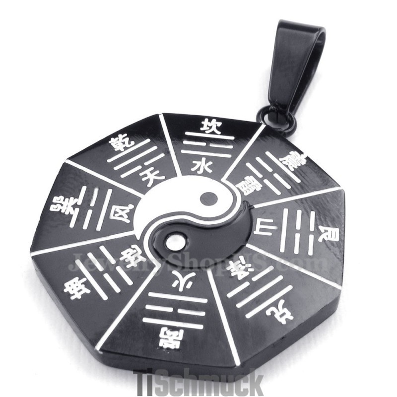 Schwarze Halskette Mit Titan-Anhänger „Acht Diagramme“ (Kostenlose Kette)