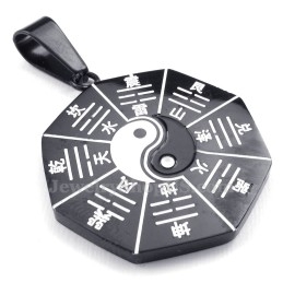 Schwarze Halskette Mit Titan-Anhänger „Acht Diagramme“ (Kostenlose Kette)