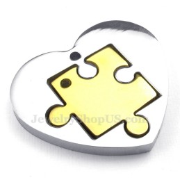 Goldene Halskette Mit Herzanhänger Aus Titan Für Paare (Kostenlose Kette) (Ein Paar)