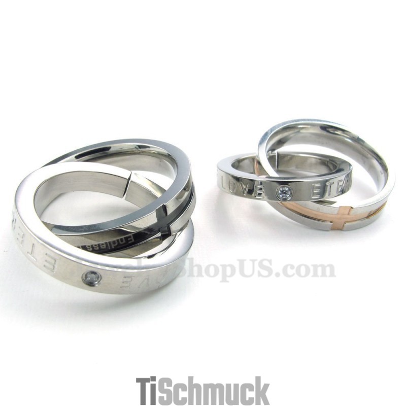 Titan-Halskette Mit Ineinandergreifenden Ringen Für Paare, Liebesgeschenk (Kostenlose Kette) (Ein Paar) Titan-Halskette Mit Ineinandergreifenden Ringen Für Paare, Liebesgeschenk (Kostenlose Kette) (Ein Paar)