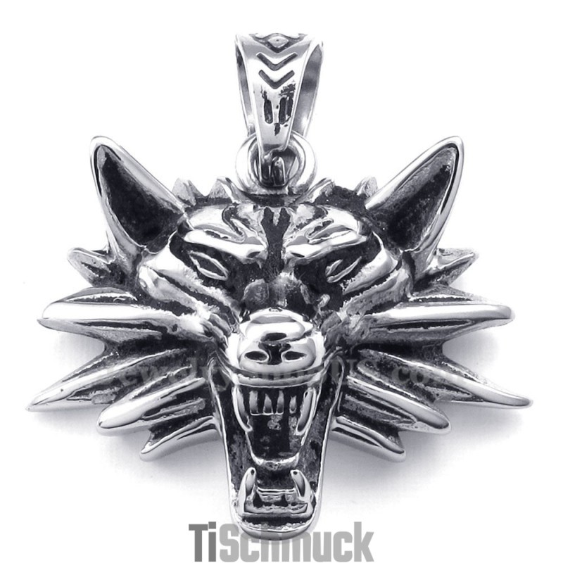 Halskette Mit Wolfsanhänger Aus Titan (Kostenlose Kette) Halskette Mit Wolfsanhänger Aus Titan (Kostenlose Kette)