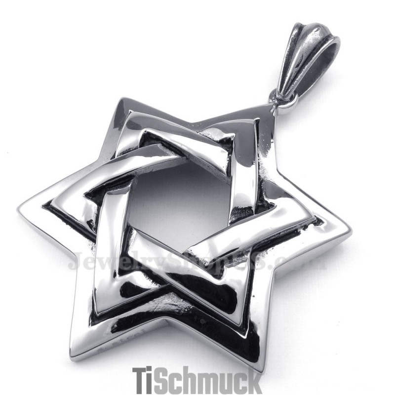 Halskette Mit Davidstern-Anhänger Aus Titan (Inklusive Kette) Halskette Mit Davidstern-Anhänger Aus Titan (Inklusive Kette)