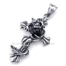 Halskette Mit Kreuzanhänger Aus Titan Mit Schwarzer Dracheperle (Inklusive Kette)