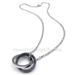 Halskette Mit Anhänger Aus Titan Mit Ineinandergreifenden Kreisen Für Paare (Kostenlose Kette) (Ein Paar)