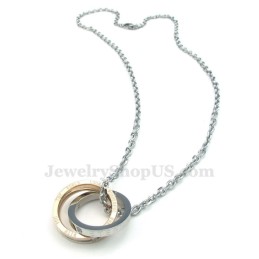 Halskette Mit Anhänger Aus Titan Mit Ineinandergreifenden Kreisen Für Paare (Kostenlose Kette) (Ein Paar)