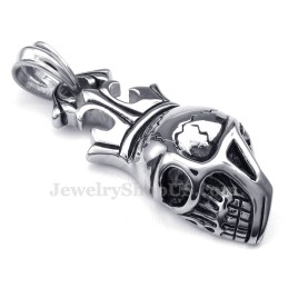 Halskette Mit Totenkopf-Anhänger Aus Titan Mit Kaiserkrone (Inklusive Kette)