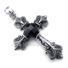 Halskette Mit Titan-Anhänger Und Kreuz Aus Schwarzem Zirkonia (Inkl. Kette)