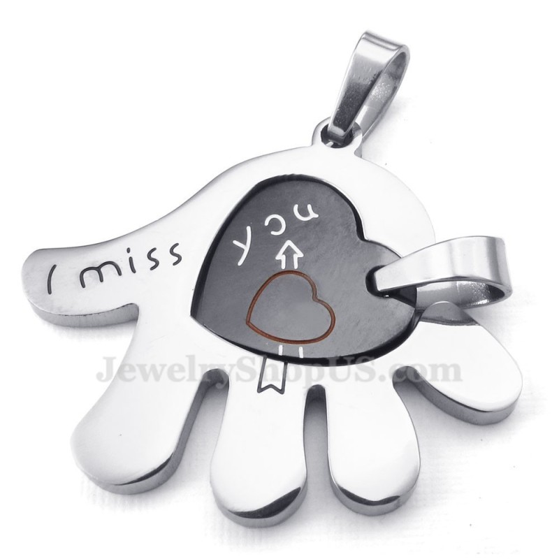 Titan-Halskette Mit Herz-Handanhänger Für Paare (Kostenlose Kette) (Ein Paar)