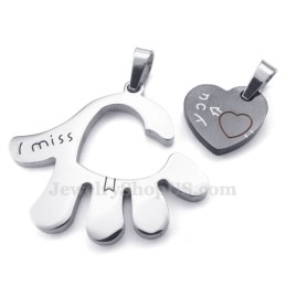 Titan-Halskette Mit Herz-Handanhänger Für Paare (Kostenlose Kette) (Ein Paar)