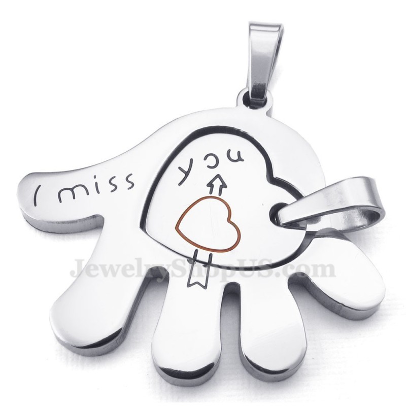 Titan-Halskette Mit Handanhänger Für Paare (Kostenlose Kette) (Ein Paar)