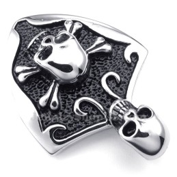 Halskette Mit Totenkopf-Anhänger Aus Titan (Kostenlose Kette)