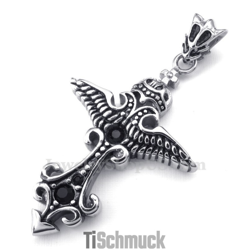 Halskette Mit Titan-Anhänger Und Schwarzem Zirkonia (Kostenlose Kette) Halskette Mit Titan-Anhänger Und Schwarzem Zirkonia (Kostenlose Kette)