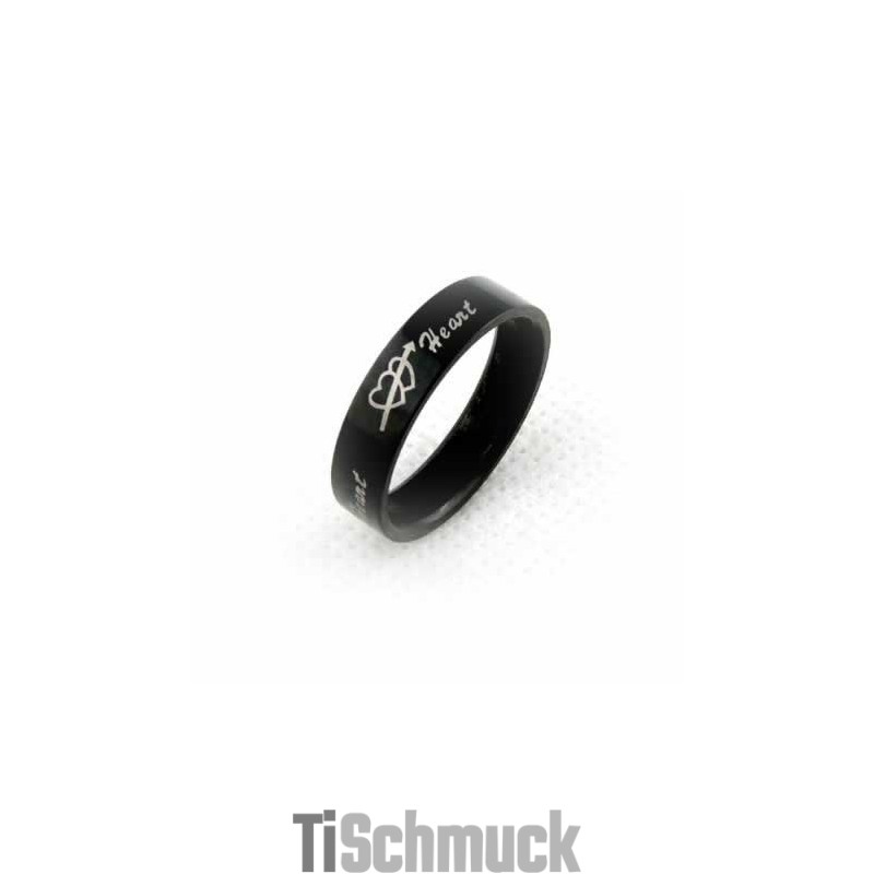 Ein Pfeil-Piercing Durch Zwei Herzen, 6 Mm, Schwarzer Titanring Für Herren Ein Pfeil-Piercing Durch Zwei Herzen, 6 Mm, Schwarzer Titanring Für Herren