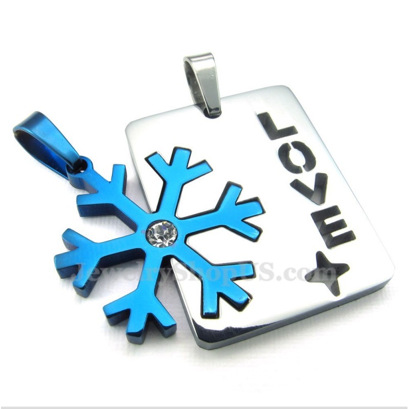 Titan-Paar-Halskette Mit Blauem Schneeflocken-Anhänger (Kostenlose Kette) (Ein Paar)