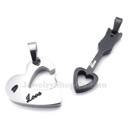 Titan-Halskette Mit Anhänger „Amor“ Und Pfeilen Und Herzen Für Paare (Kostenlose Kette) (Ein Paar)