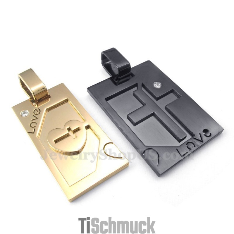 Titan-Kreuz-Anhänger-Halskette Für Paare (Kostenlose Kette) (Ein Paar)