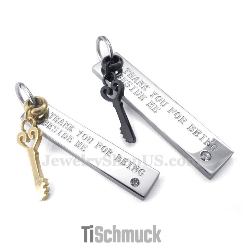 Halskette Mit Schlüsselanhänger Aus Titan Für Paare (Kostenlose Kette) (Ein Paar)