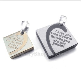 Titan-Halskette Mit Quadratischem Anhänger Für Paare (Kostenlose Kette) (Ein Paar)