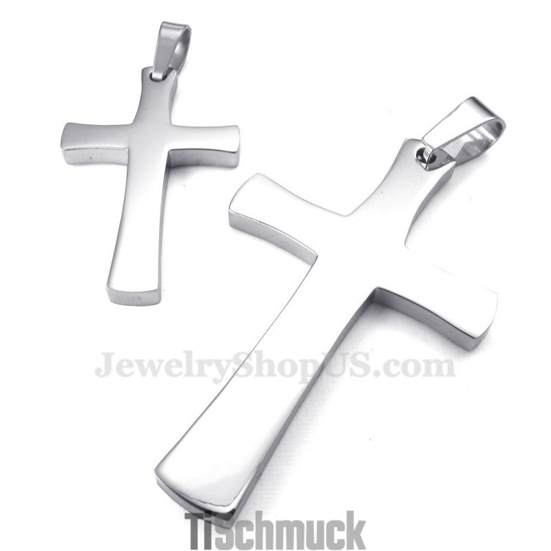 Silberne Halskette Mit Kreuzanhänger Für Paare Aus Titan (Kostenlose Kette) (Ein Paar) Silberne Halskette Mit Kreuzanhänger Für Paare Aus Titan (Kostenlose Kette) (Ein Paar)