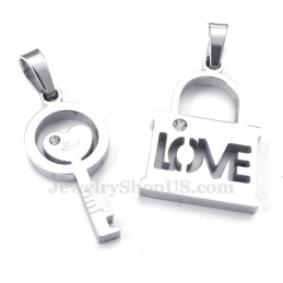 Halskette Mit Schlüsselanhänger Für Paare Aus Titansilber (Kostenlose Kette) (Ein Paar)