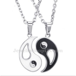 Titan-Halskette Mit Tai-Chi-Anhänger Für Paare (Kostenlose Kette) (Ein Paar)