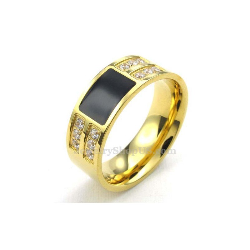 Goldener Titanring Mit Weißem Zirkon Goldener Titanring Mit Weißem Zirkon