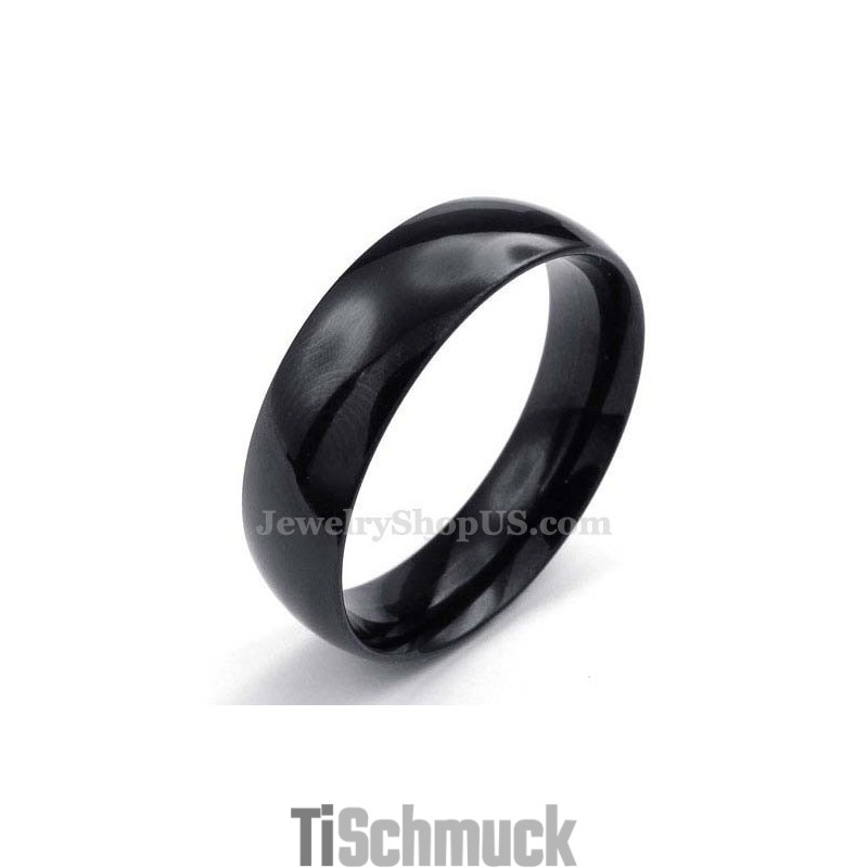 6 Mm Glatter Schwarzer Titanring
