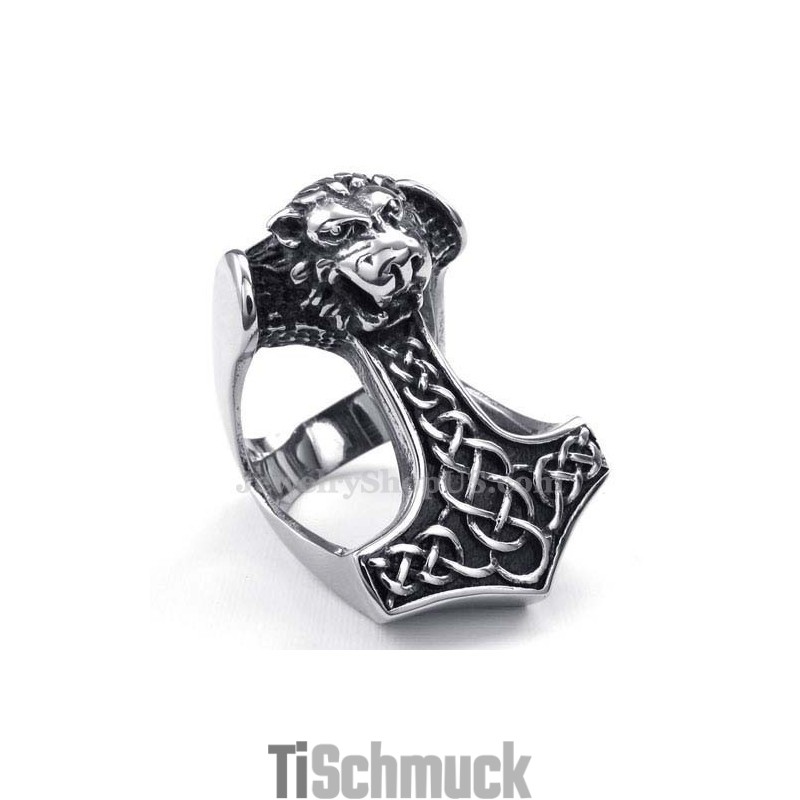 Freimaurerring Mit Löwenkopf Aus Titan
