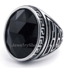 Herren Titanring Mit Schwarzem Zirkon