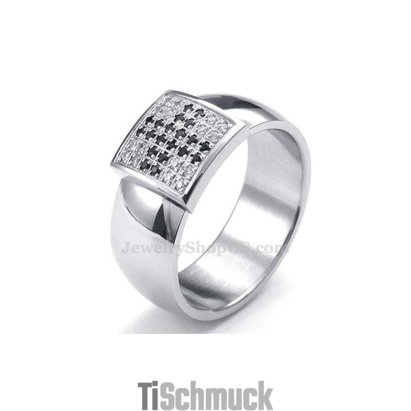 Titanring Mit Weißem Zirkon Titanring Mit Weißem Zirkon