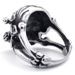 Titan-Totenkopfring Mit Rotem Zirkonauge