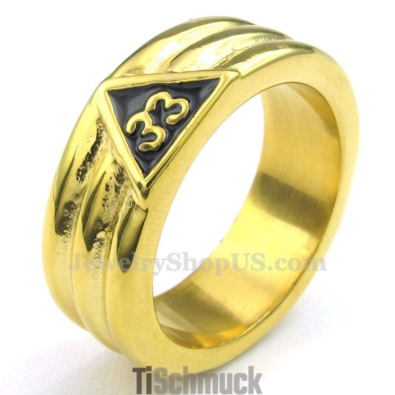 Freimaurerring Aus Goldenem Titan