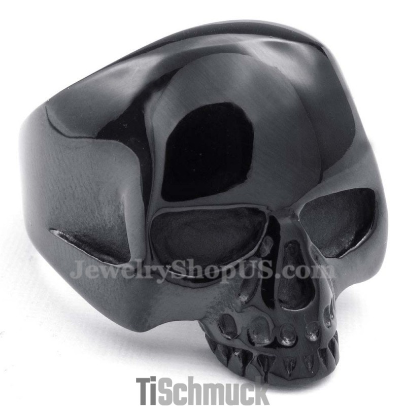Schwarzer Totenkopfring Aus Titan