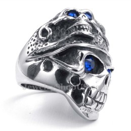 Titan-Totenkopfring Mit Blauem Zirkon