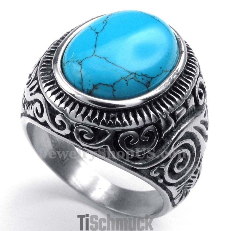 Titanring Mit Blauem Zierstein Titanring Mit Blauem Zierstein