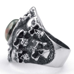 Titan-Totenkopfring Mit Rotem Zirkon