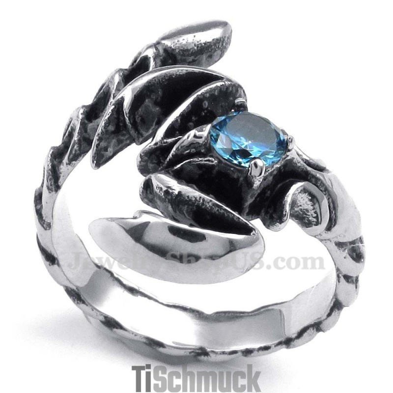 Titan-Skorpionring Mit Blauem Zirkon