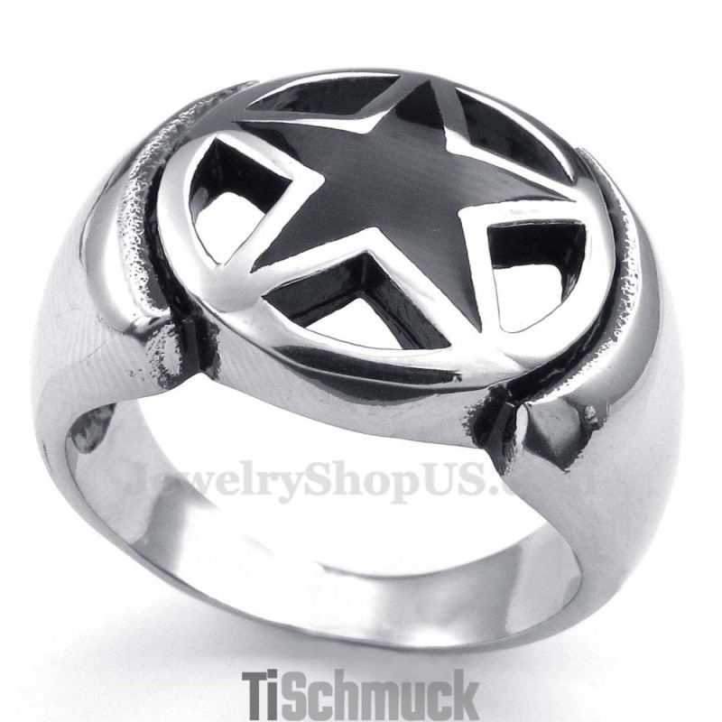 Titanring Mit Fünfzackigem Stern Titanring Mit Fünfzackigem Stern