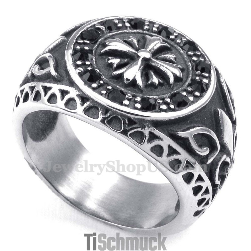 Titanring Mit Schwarzem Strass Titanring Mit Schwarzem Strass