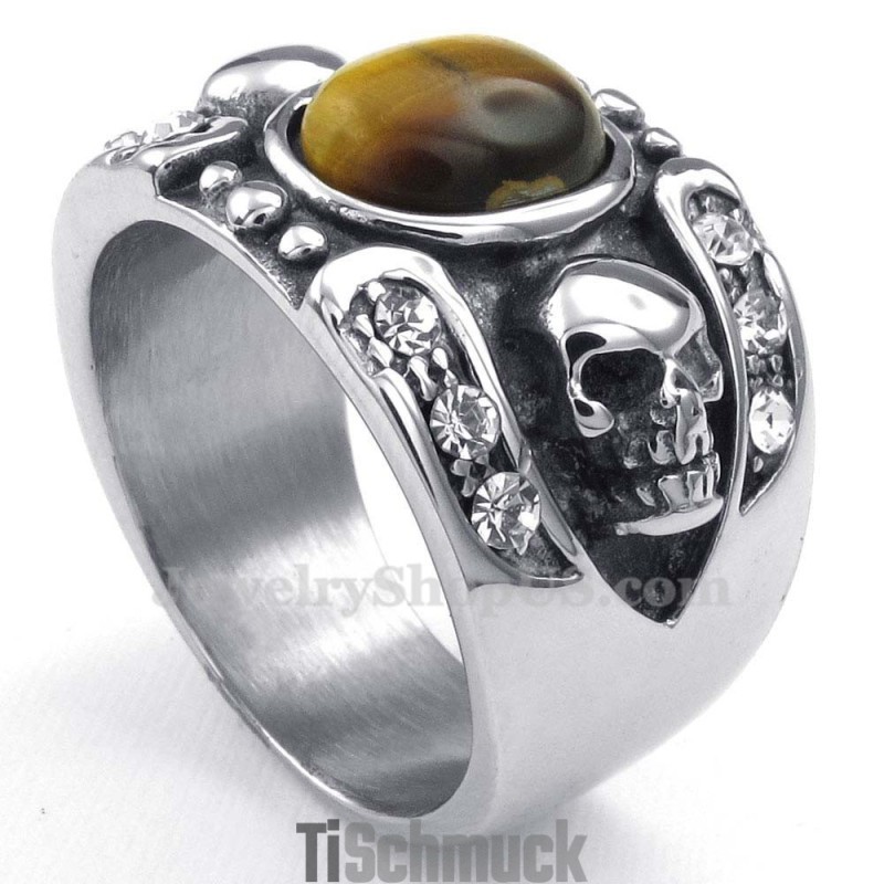 Titan Totenkopf Ring Mit Zierstein Titan Totenkopf Ring Mit Zierstein