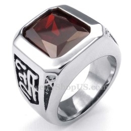 Titanring Mit Rotem Zirkon