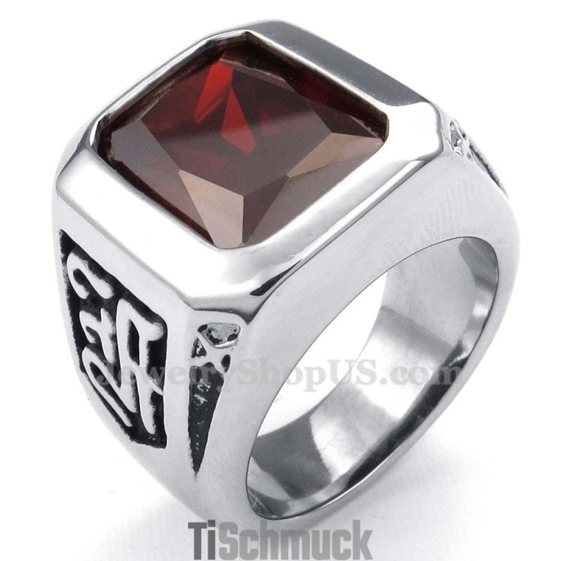 Titanring Mit Rotem Zirkon Titanring Mit Rotem Zirkon